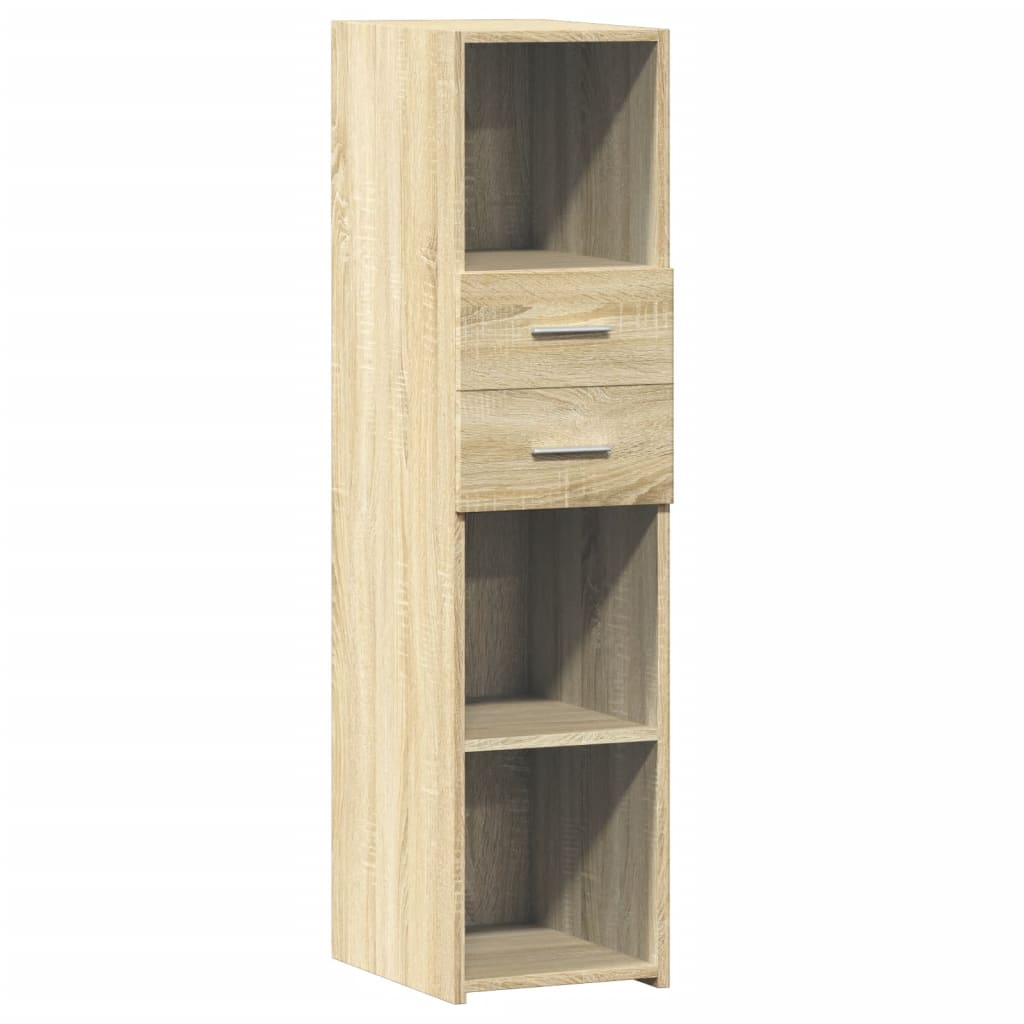 Modern Wooden Highboard Storage Cabinet Unit With 2 Drawers & Open Compartments