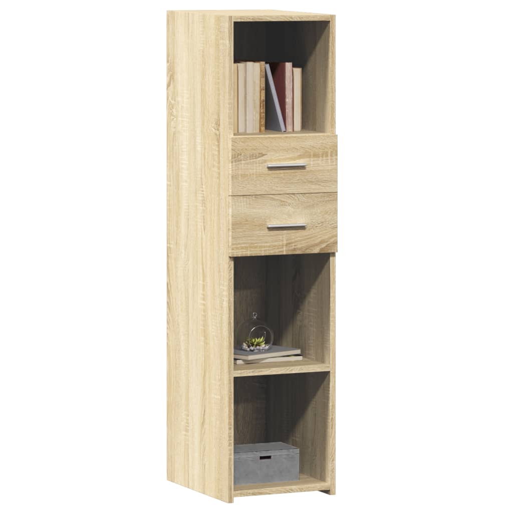 Modern Wooden Highboard Storage Cabinet Unit With 2 Drawers & Open Compartments