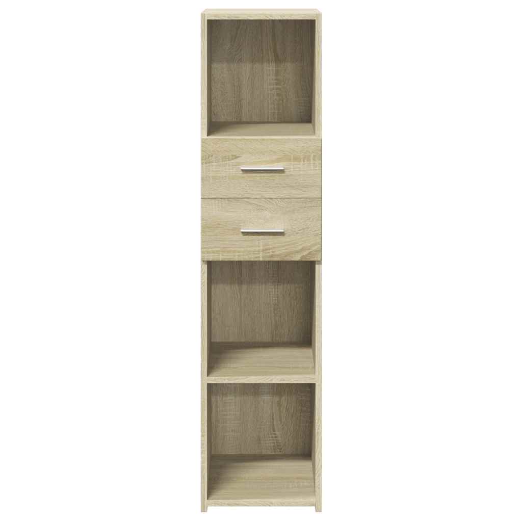 Modern Wooden Highboard Storage Cabinet Unit With 2 Drawers & Open Compartments