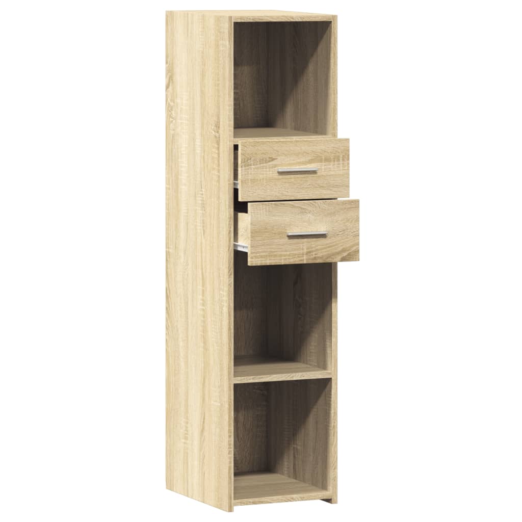 Modern Wooden Highboard Storage Cabinet Unit With 2 Drawers & Open Compartments