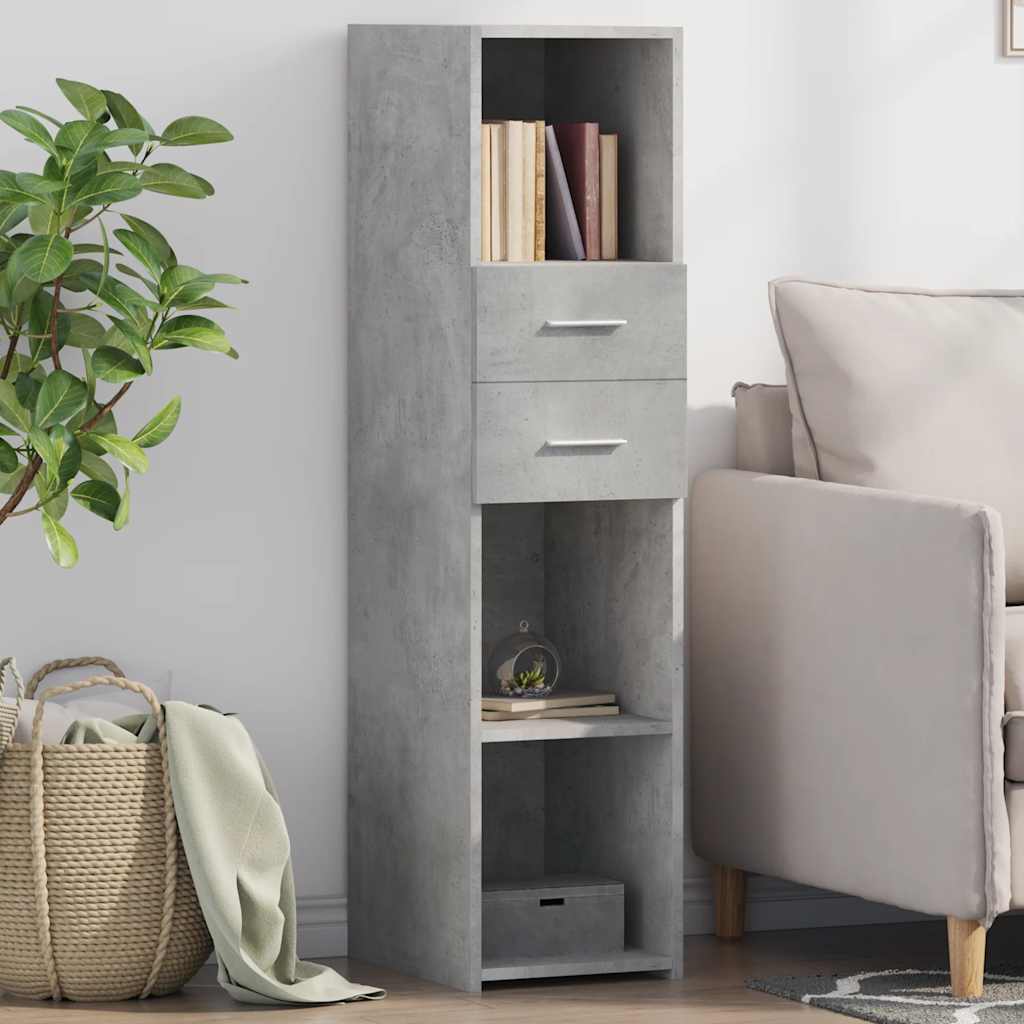 Modern Wooden Highboard Storage Cabinet Unit With 2 Drawers & Open Compartments