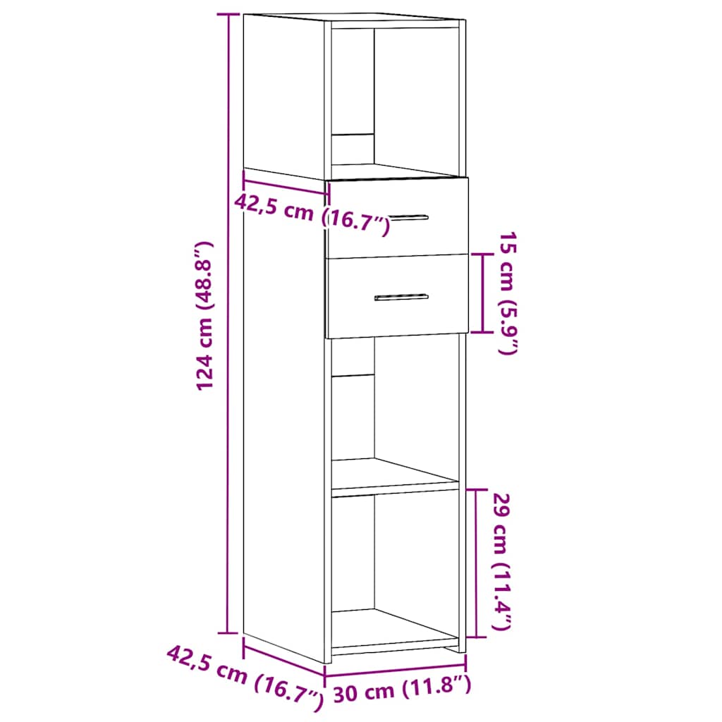Modern Wooden Highboard Storage Cabinet Unit With 2 Drawers & Open Compartments