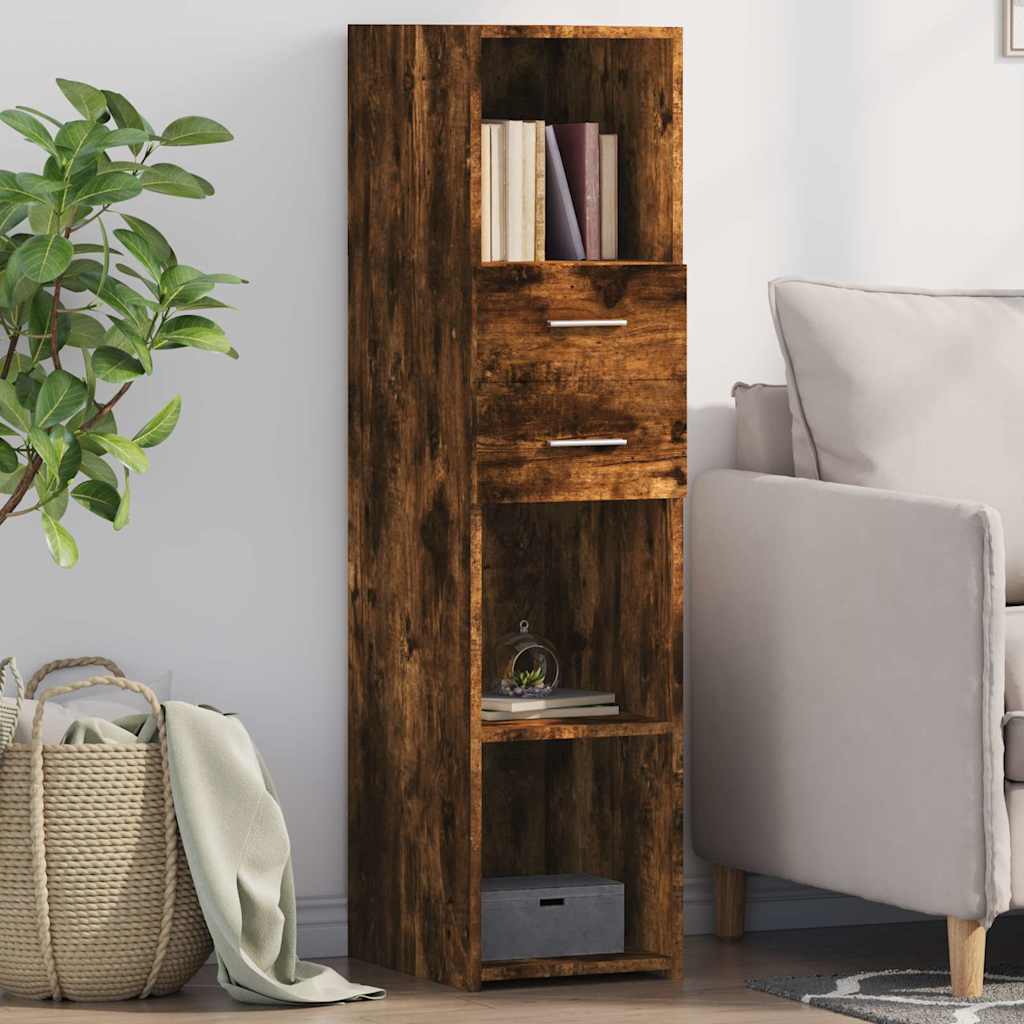 Modern Wooden Highboard Storage Cabinet Unit With 2 Drawers & Open Compartments
