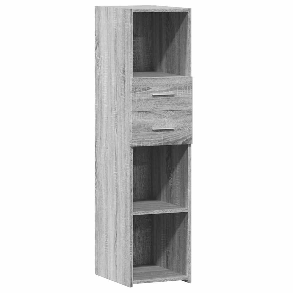 Modern Wooden Highboard Storage Cabinet Unit With 2 Drawers & Open Compartments