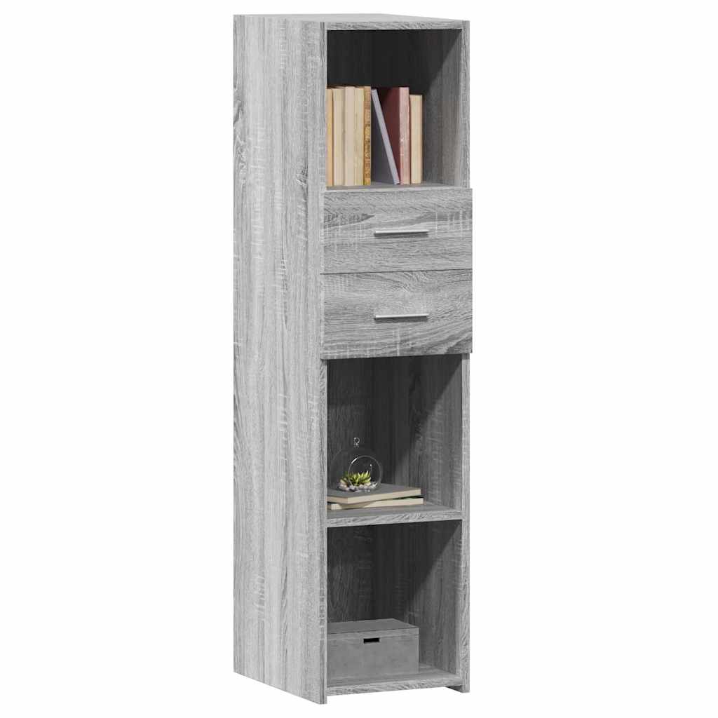 Modern Wooden Highboard Storage Cabinet Unit With 2 Drawers & Open Compartments