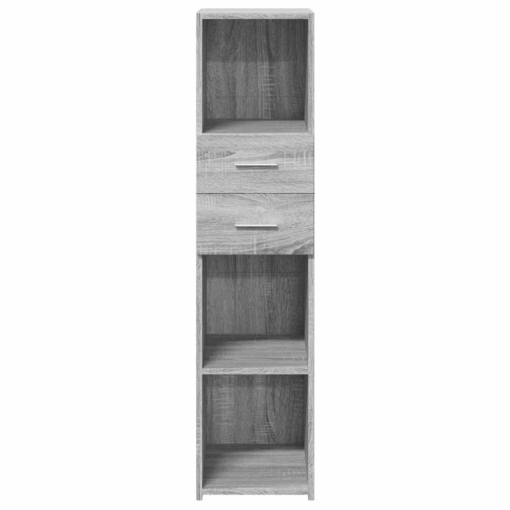 Modern Wooden Highboard Storage Cabinet Unit With 2 Drawers & Open Compartments