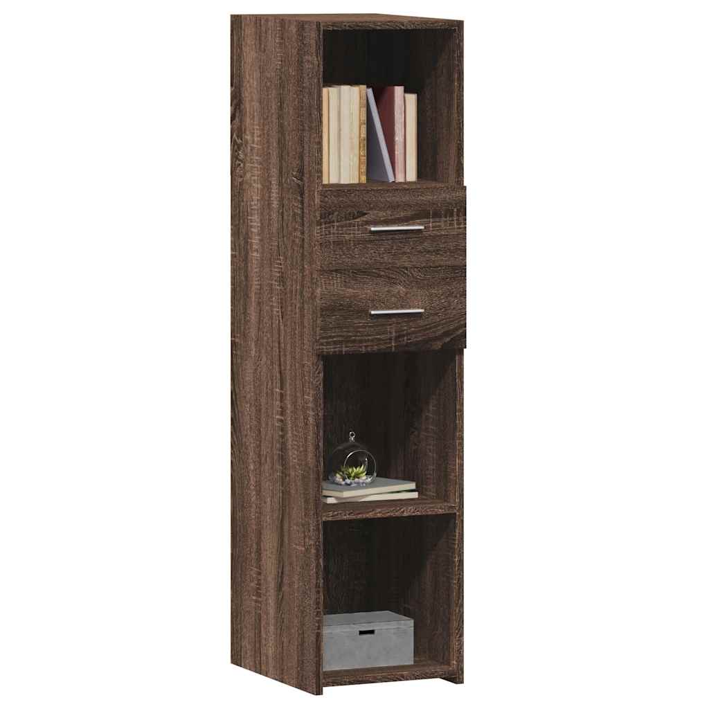 Modern Wooden Highboard Storage Cabinet Unit With 2 Drawers & Open Compartments