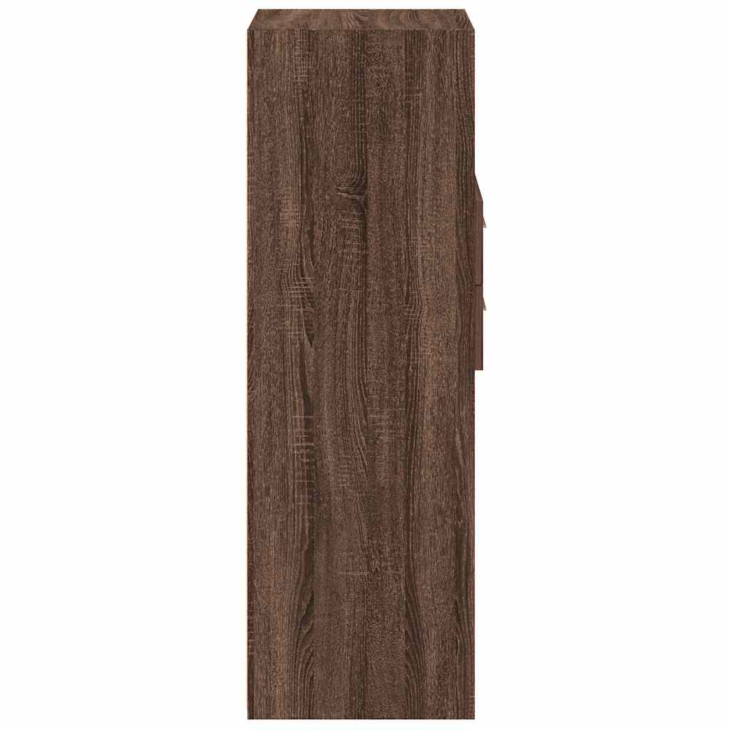 Modern Wooden Highboard Storage Cabinet Unit With 2 Drawers & Open Compartments