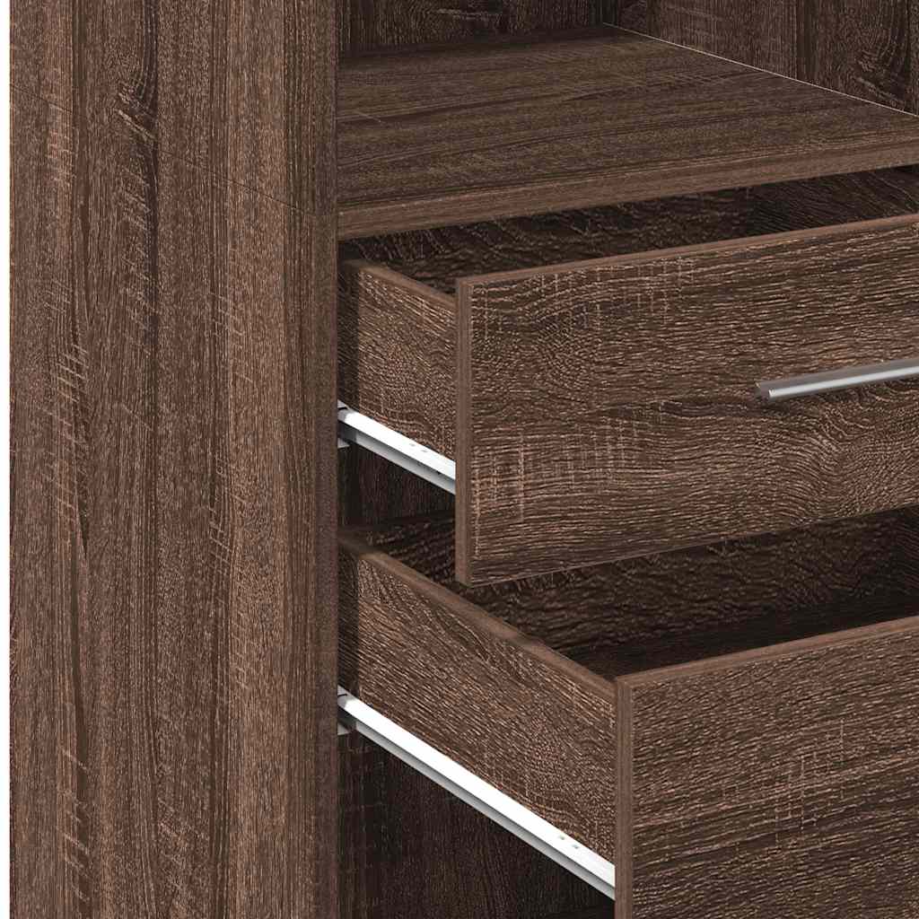 Modern Wooden Highboard Storage Cabinet Unit With 2 Drawers & Open Compartments