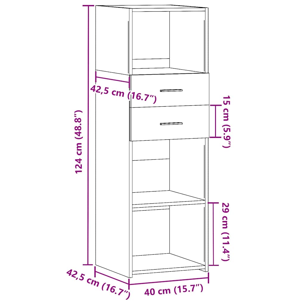 Highboard Grey Sonoma 40x42.5x124 cm Engineered Wood