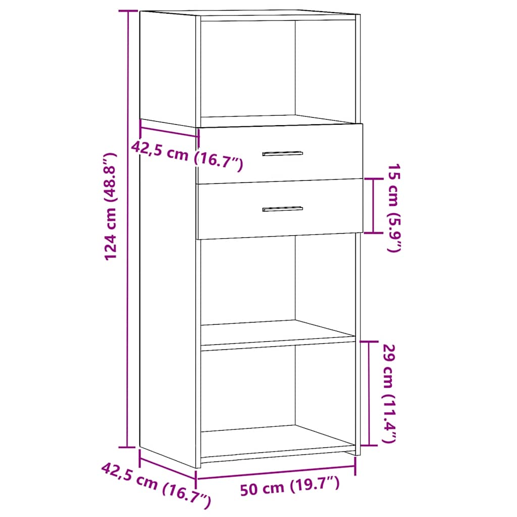 Highboard White 50x42.5x124 cm Engineered Wood