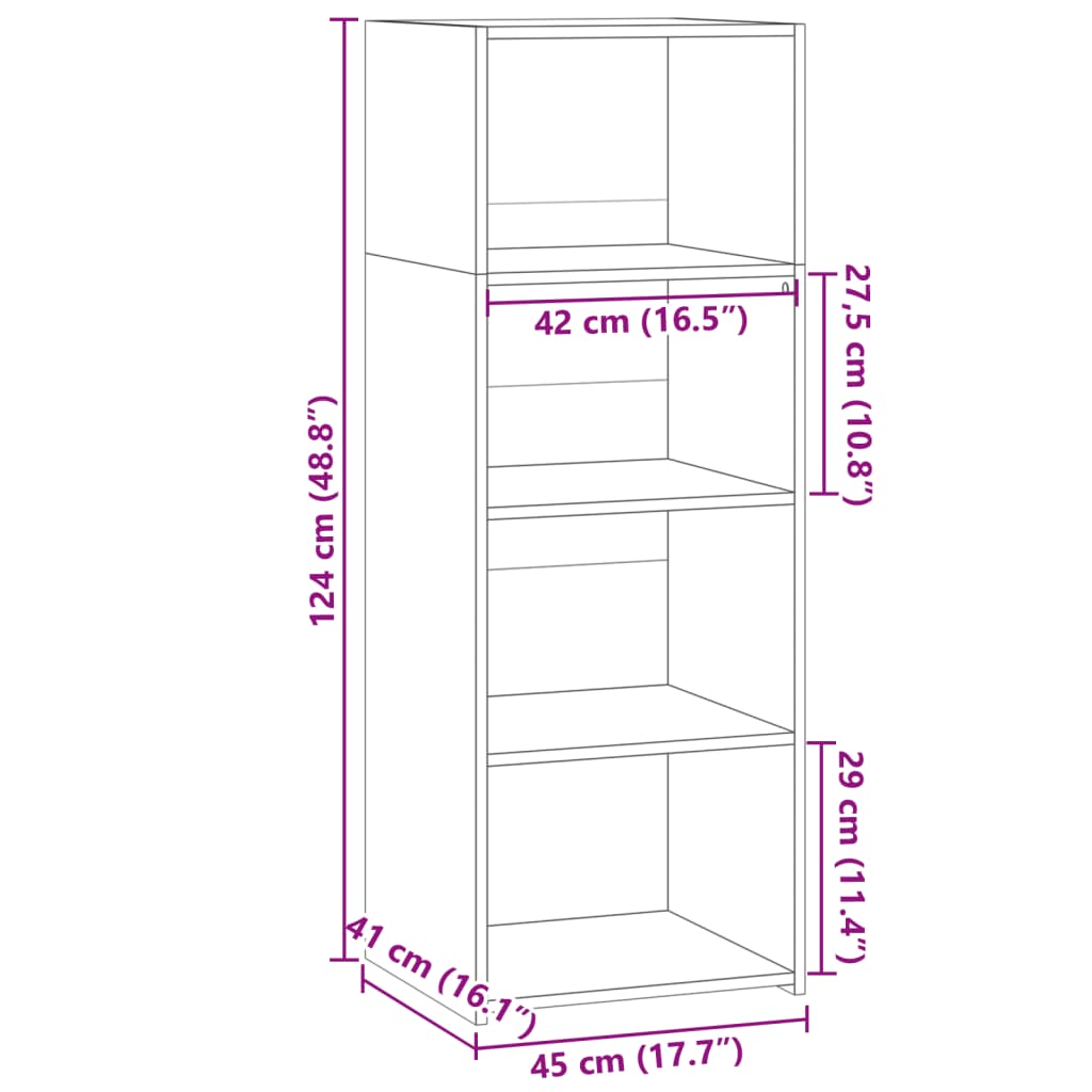 Highboard Sonoma Oak 45x41x124 cm Engineered Wood