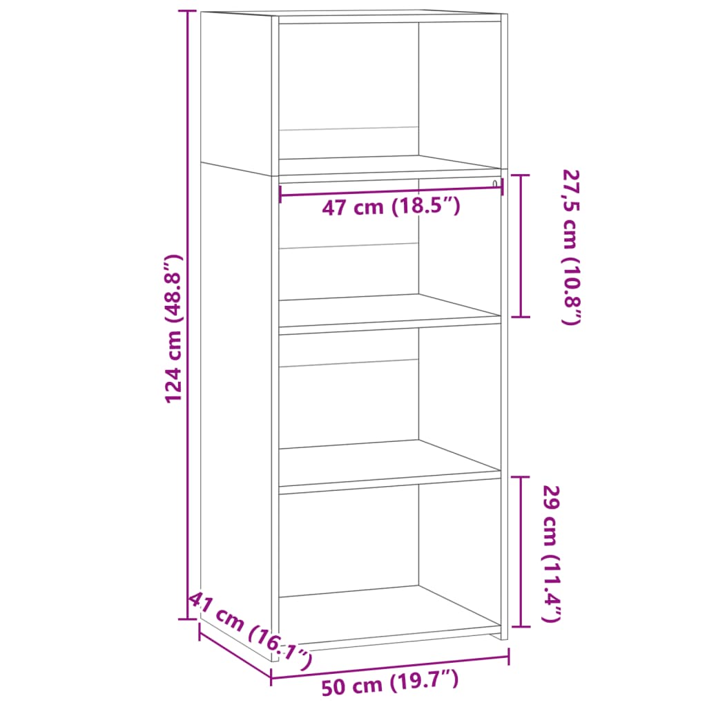 Highboard Concrete Grey 50x41x124 cm Engineered Wood