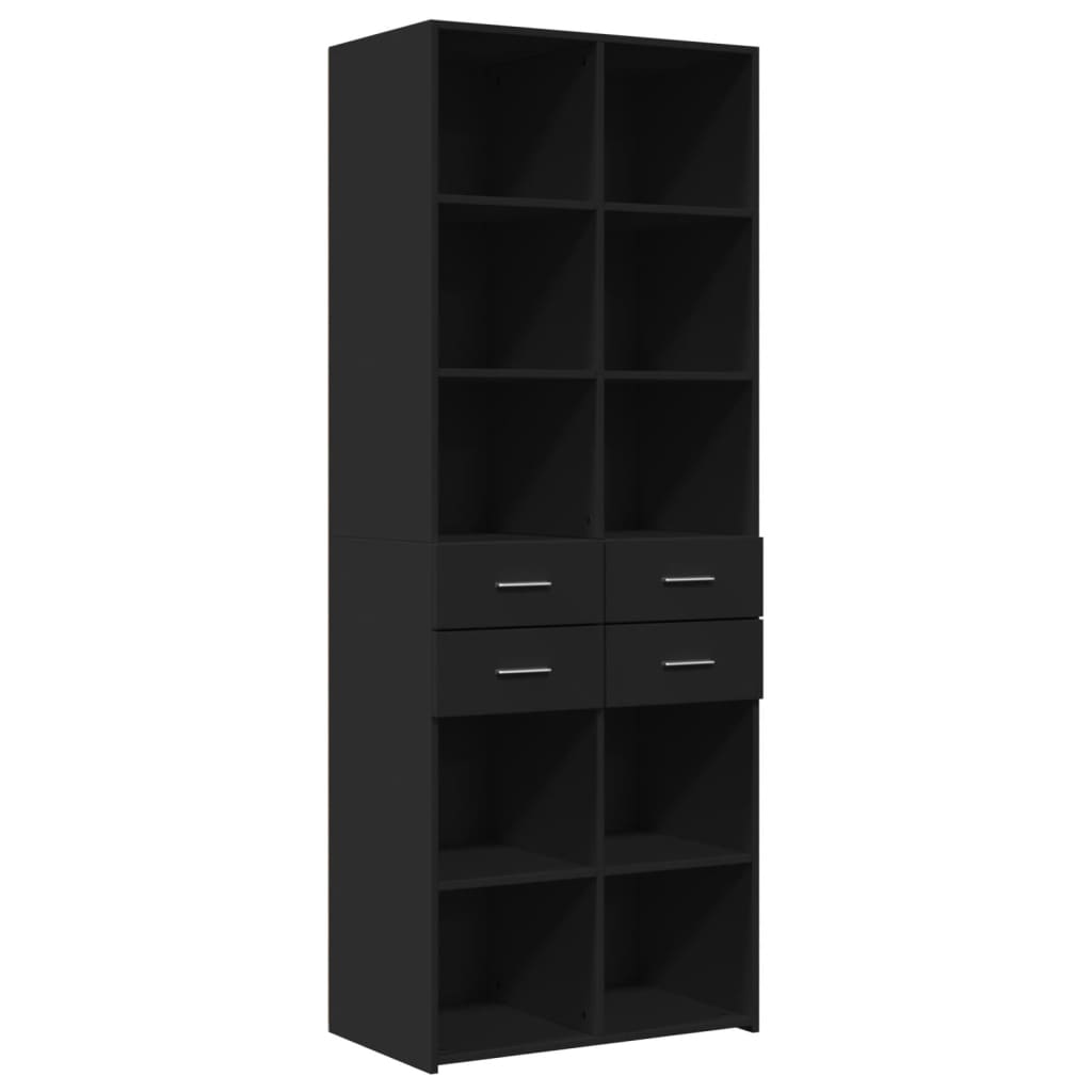 Highboard Black 70x42.5x185 cm Engineered Wood