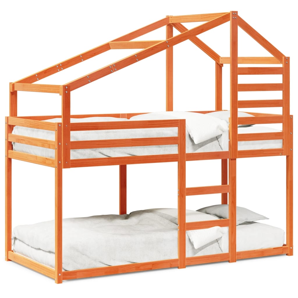 Bunk Bed without Mattress Wax Brown 75x190 cm Small Single Solid Wood Pine