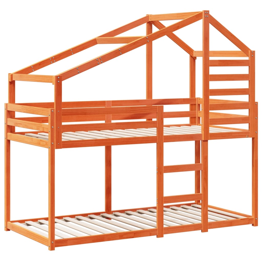 Bunk Bed without Mattress Wax Brown 75x190 cm Small Single Solid Wood Pine