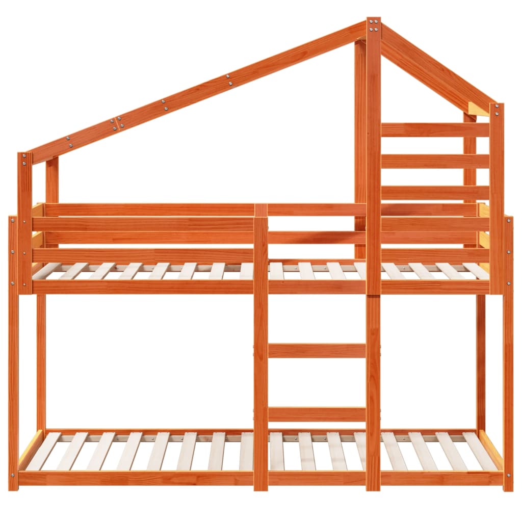 Bunk Bed without Mattress Wax Brown 75x190 cm Small Single Solid Wood Pine