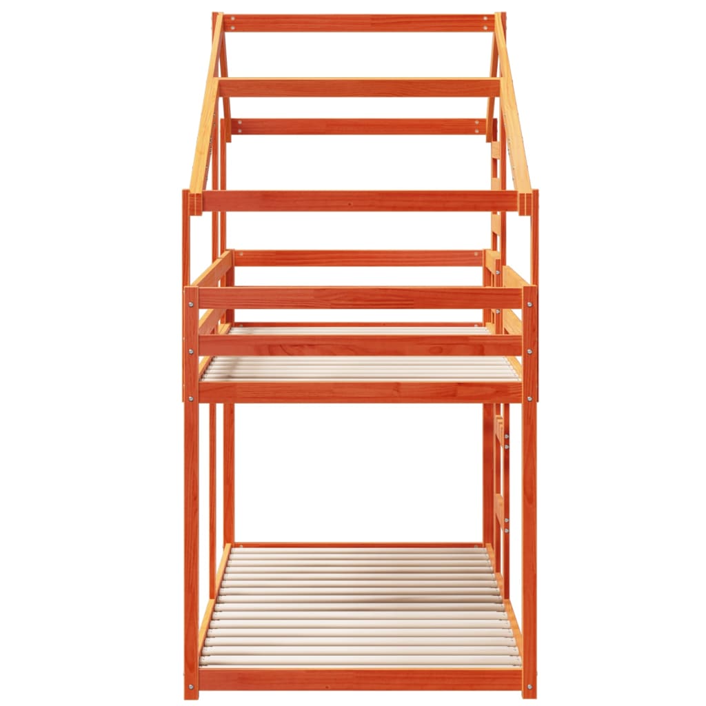 Bunk Bed without Mattress Wax Brown 75x190 cm Small Single Solid Wood Pine