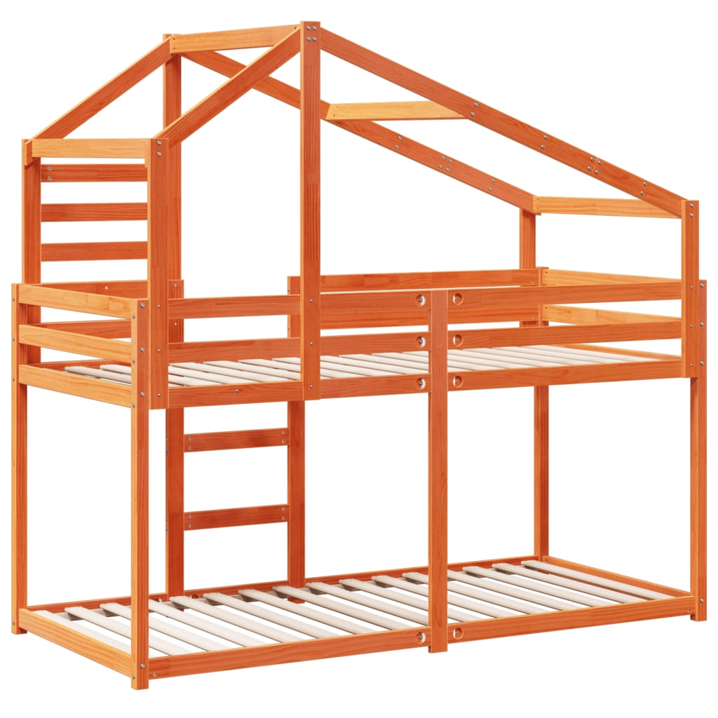 Bunk Bed without Mattress Wax Brown 75x190 cm Small Single Solid Wood Pine