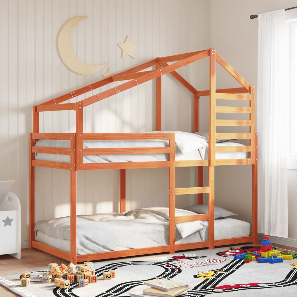 Bunk Bed without Mattress Wax Brown 75x190 cm Small Single Solid Wood Pine