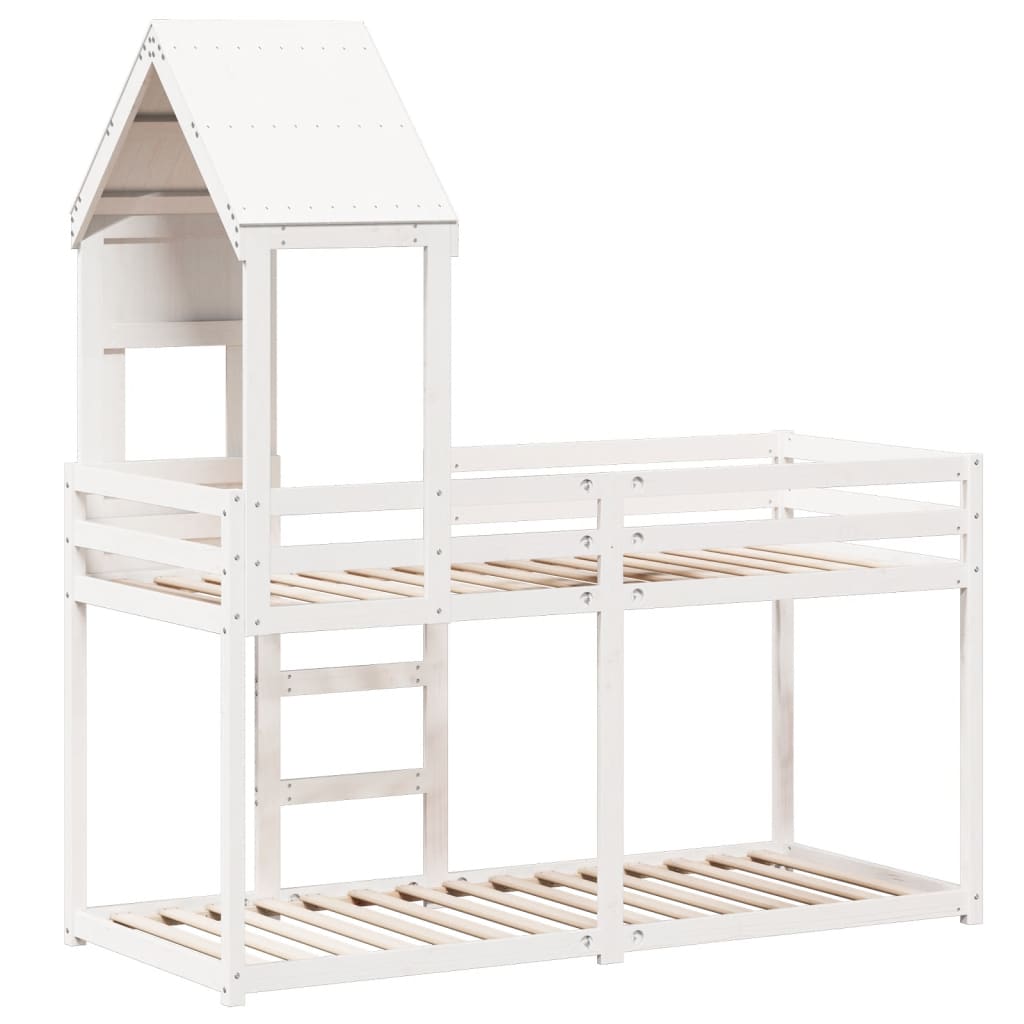 Bunk Bed without Mattress White 90x190 cm Single Solid Wood Pine
