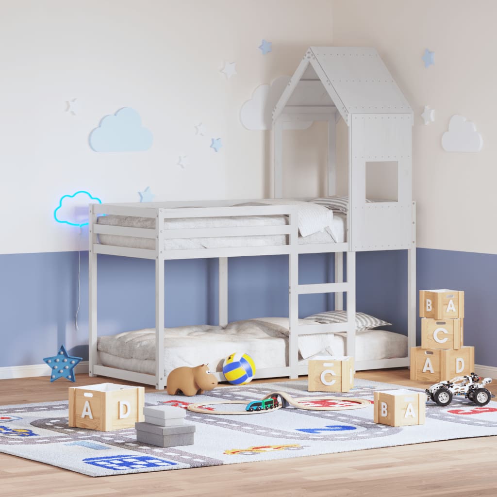 Bunk Bed without Mattress White 90x190 cm Single Solid Wood Pine