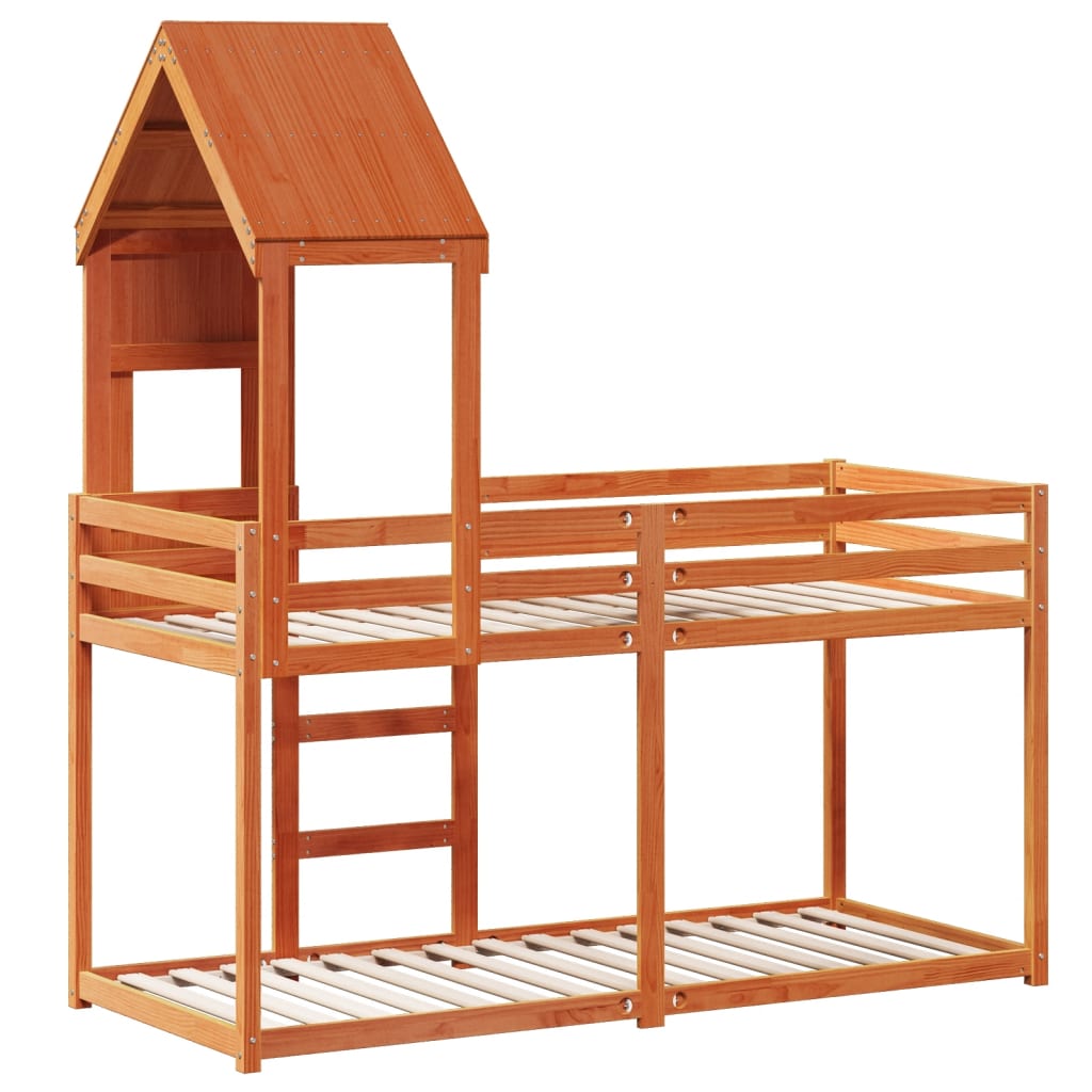 Bunk Bed without Mattress Wax Brown 75x190 cm Small Single Solid Wood Pine