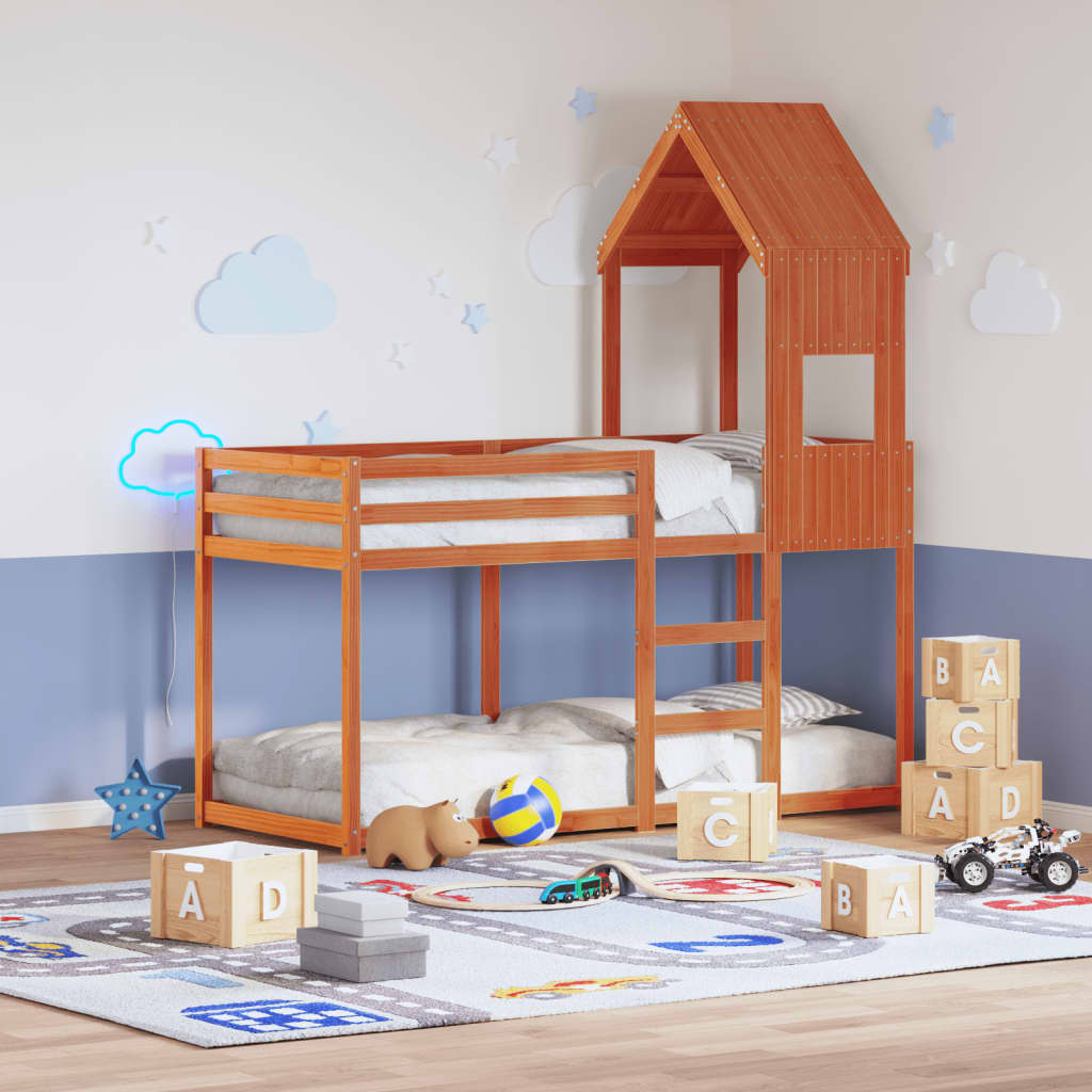 Bunk Bed without Mattress Wax Brown 75x190 cm Small Single Solid Wood Pine