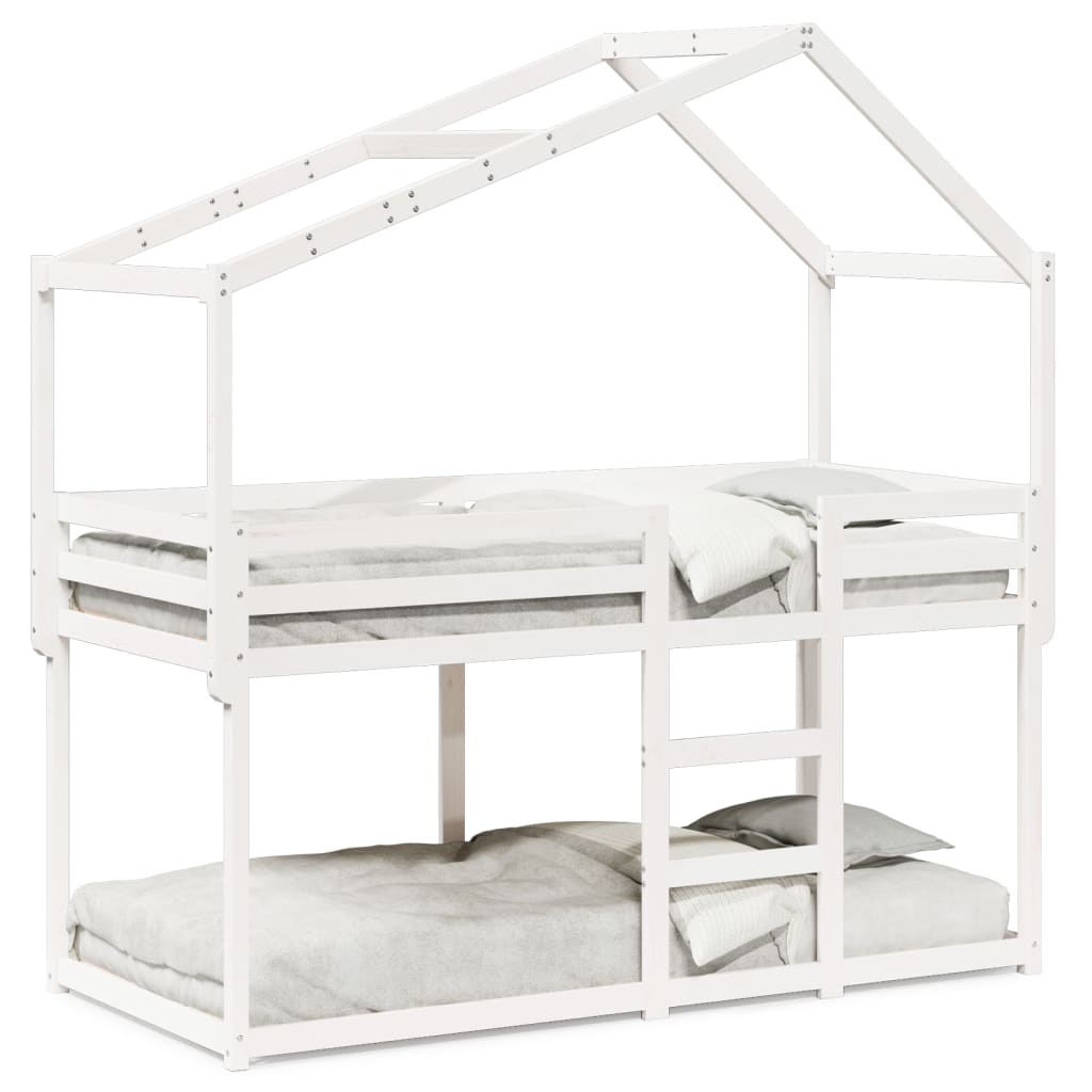 Bunk Bed without Mattress White 90x190 cm Single Solid Wood Pine