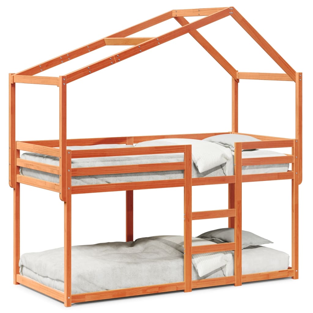 Bunk Bed without Mattress Wax Brown 75x190 cm Small Single Solid Wood Pine