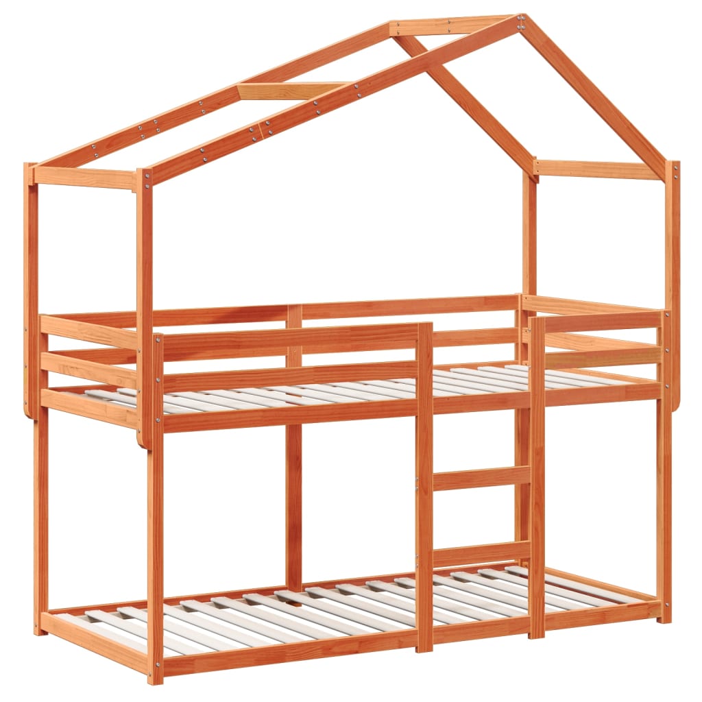 Bunk Bed without Mattress Wax Brown 75x190 cm Small Single Solid Wood Pine