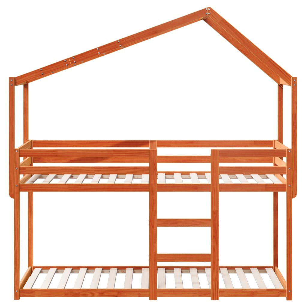 Bunk Bed without Mattress Wax Brown 75x190 cm Small Single Solid Wood Pine