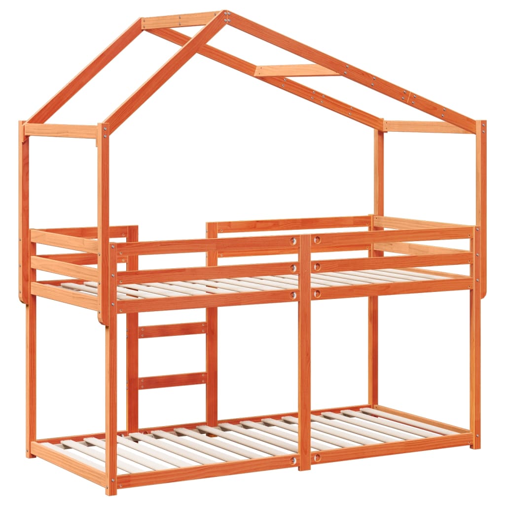 Bunk Bed without Mattress Wax Brown 75x190 cm Small Single Solid Wood Pine