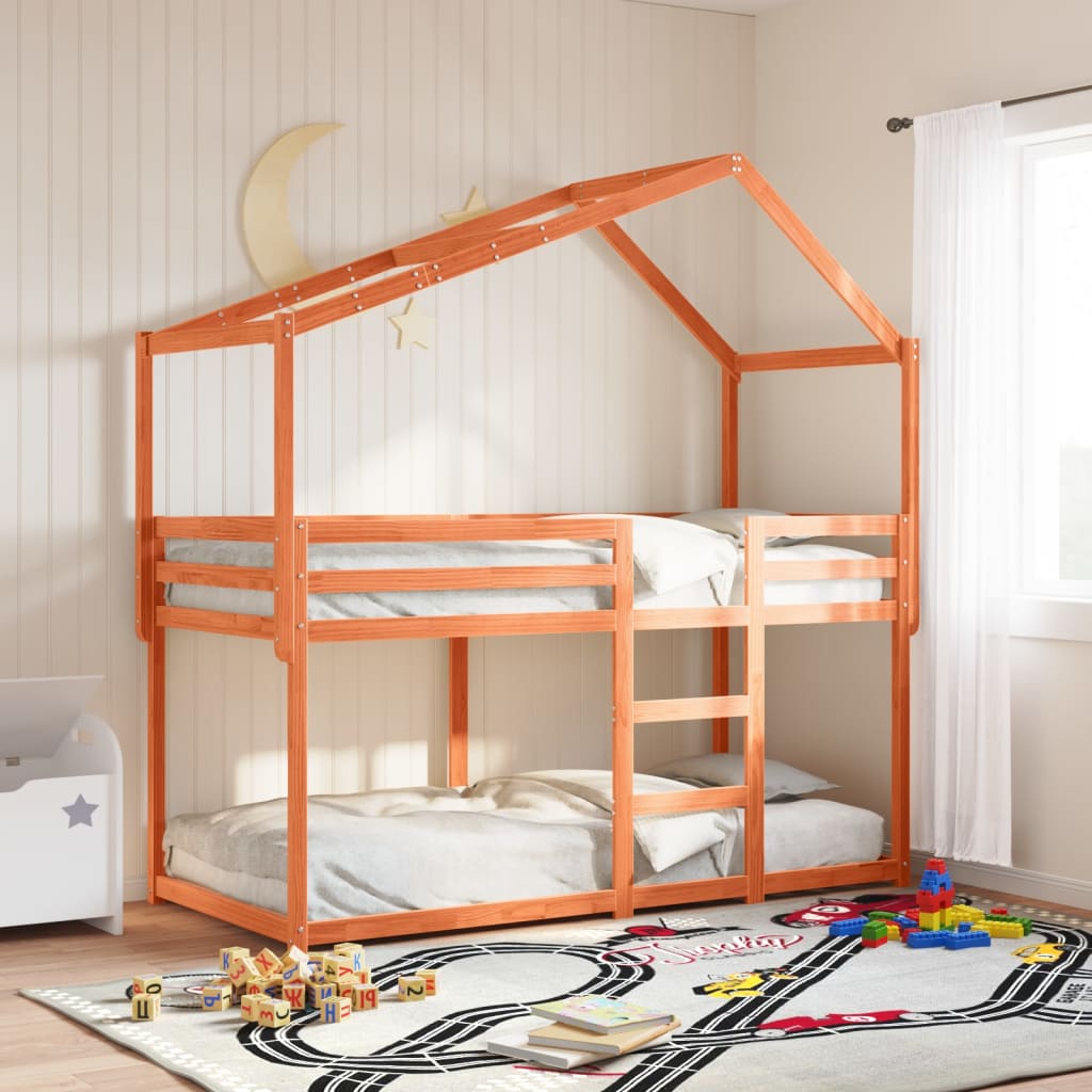 Bunk Bed without Mattress Wax Brown 75x190 cm Small Single Solid Wood Pine