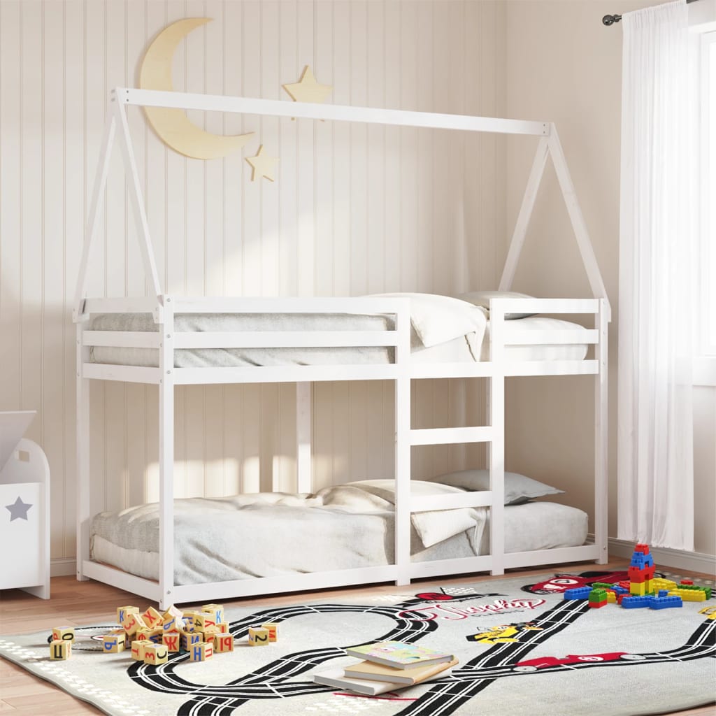 Bunk Bed without Mattress White 90x200 cm Solid Wood Pine