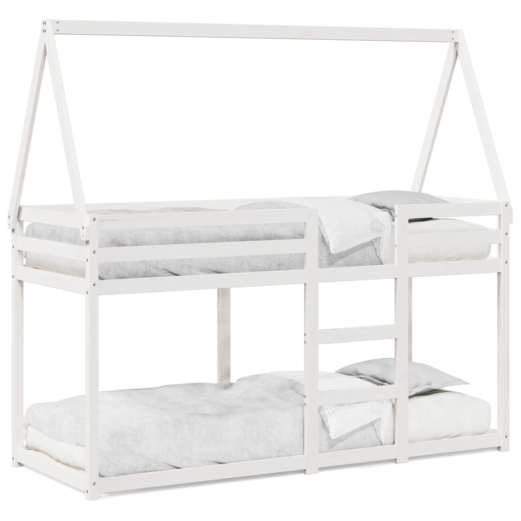 Bunk Bed without Mattress White 75x190 cm Small Single Solid Wood Pine