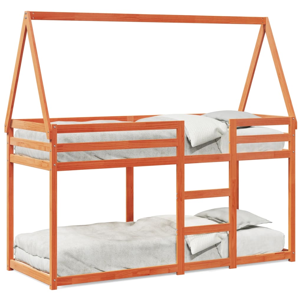 Bunk Bed without Mattress Wax Brown 75x190 cm Small Single Solid Wood Pine