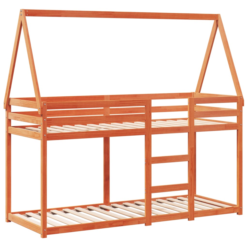 Bunk Bed without Mattress Wax Brown 75x190 cm Small Single Solid Wood Pine