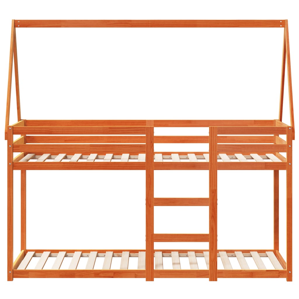 Bunk Bed without Mattress Wax Brown 75x190 cm Small Single Solid Wood Pine