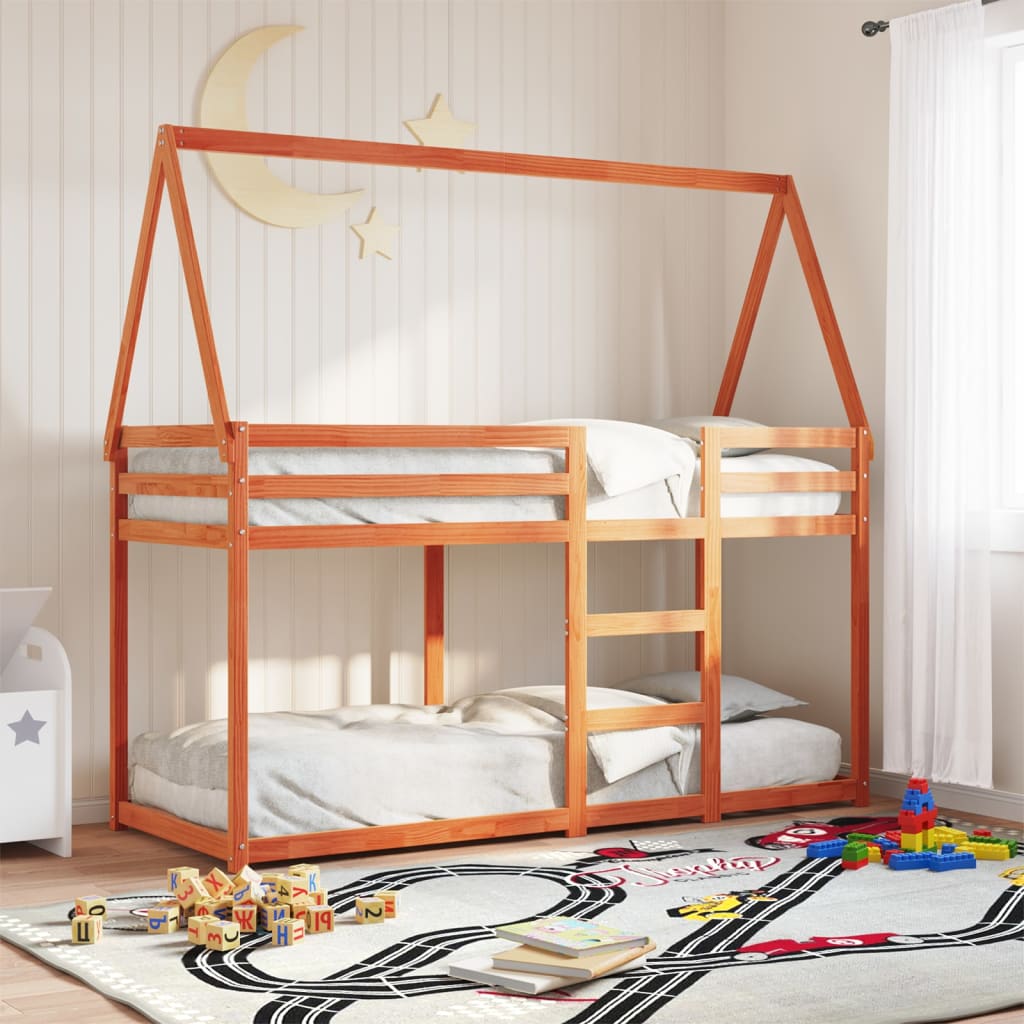 Bunk Bed without Mattress Wax Brown 75x190 cm Small Single Solid Wood Pine