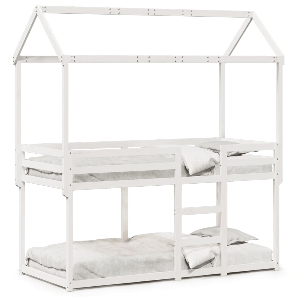 Bunk Bed without Mattress White 90x190 cm Single Solid Wood Pine