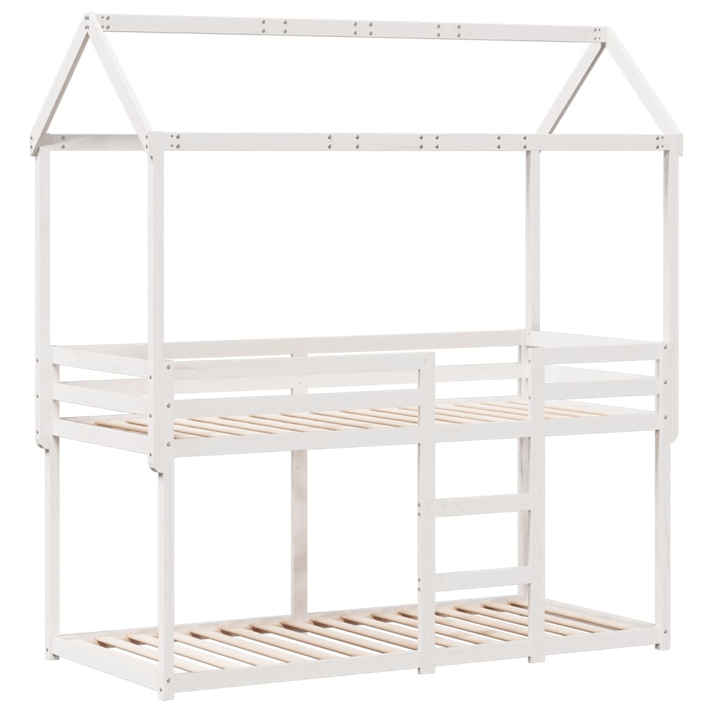 Bunk Bed without Mattress White 90x190 cm Single Solid Wood Pine
