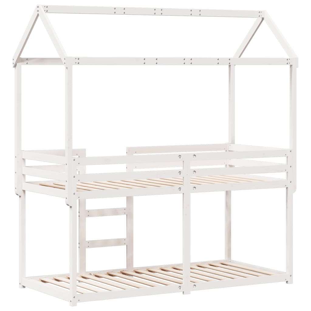 Bunk Bed without Mattress White 90x190 cm Single Solid Wood Pine