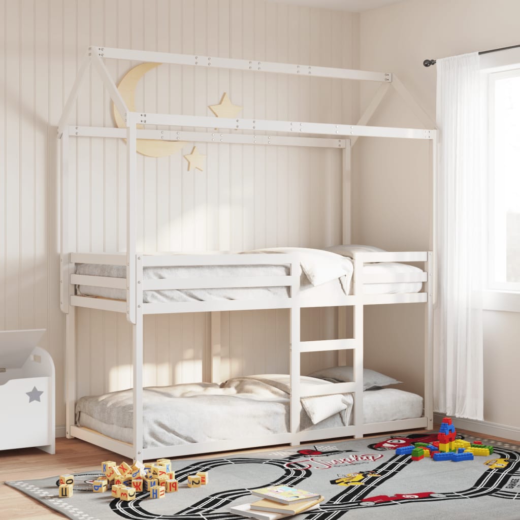 Bunk Bed without Mattress White 90x190 cm Single Solid Wood Pine