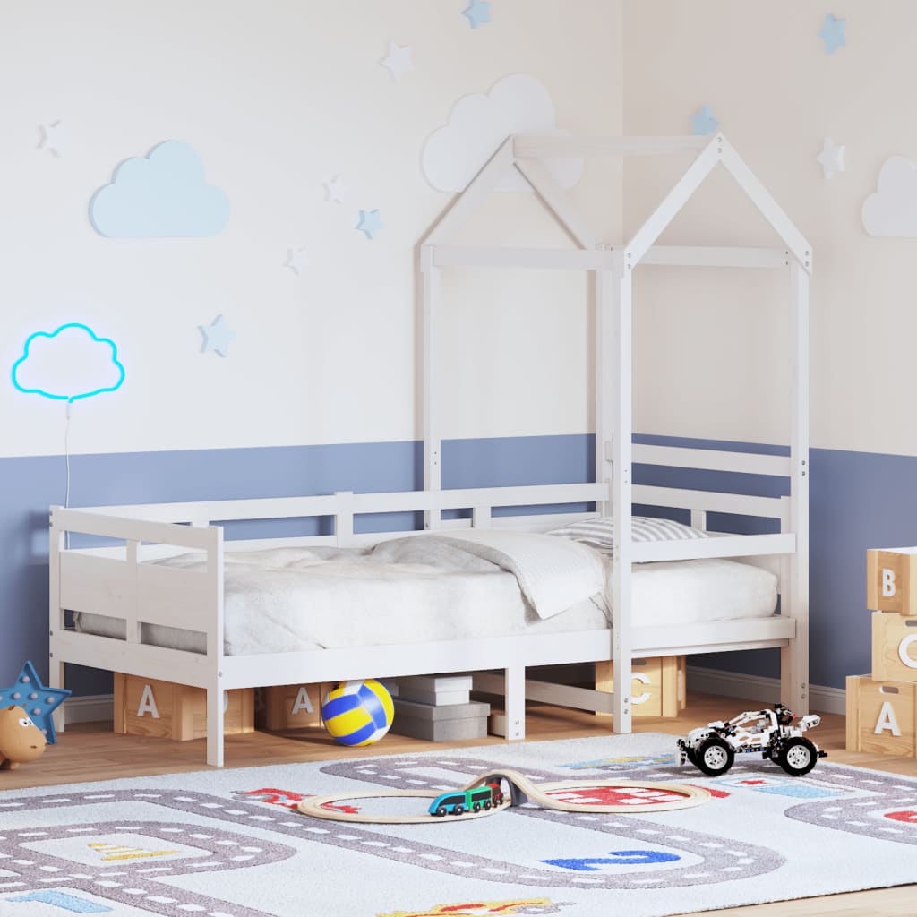 Day Bed with Roof without Mattress White 80x200 cm Solid Wood