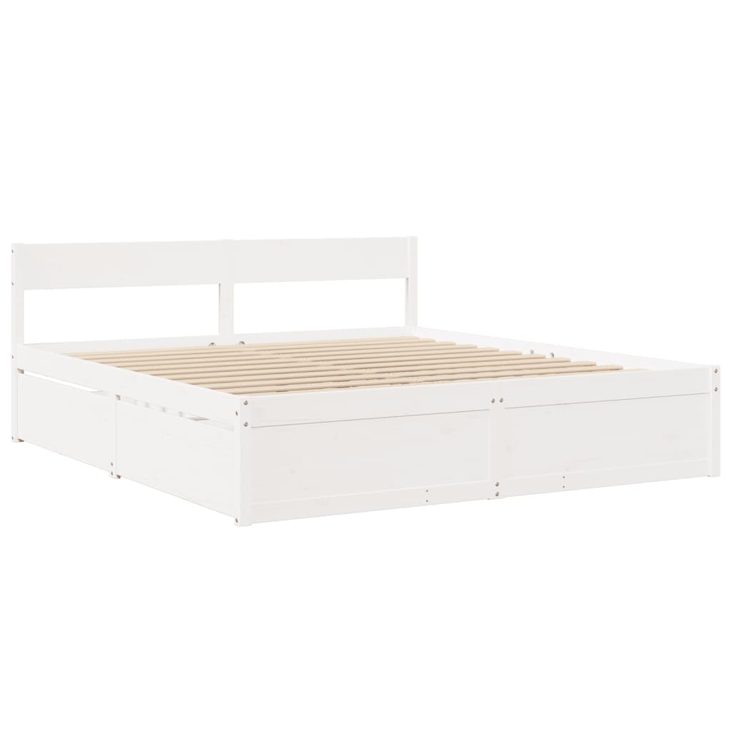 Bed Frame without Mattress White 200x200 cm Solid Wood Pine