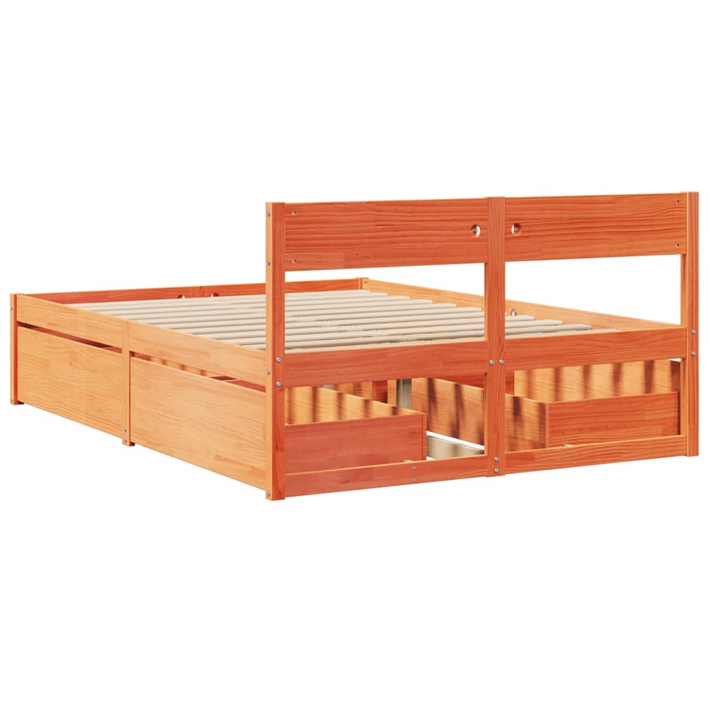 Bed Frame without Mattress Wax Brown 120x200 cm Solid Wood Pine