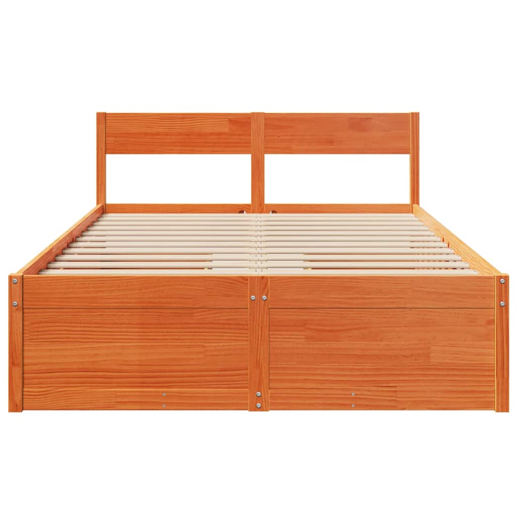 Bed Frame without Mattress Wax Brown 140x190 cm Solid Wood Pine