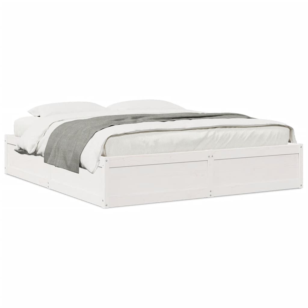 Bed Frame without Mattress White 200x200 cm Solid Wood Pine