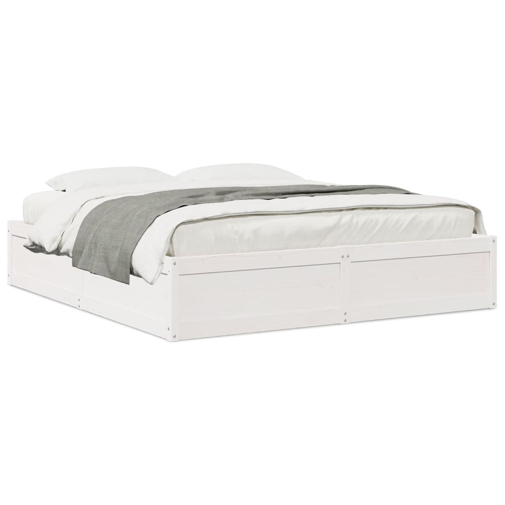Bed Frame without Mattress White 180x200 cm Super King Solid Wood Pine